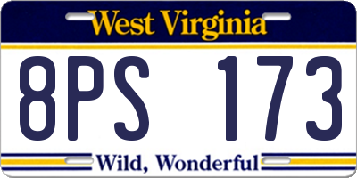 WV license plate 8PS173