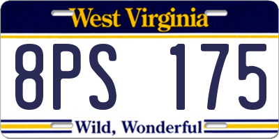 WV license plate 8PS175