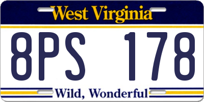 WV license plate 8PS178