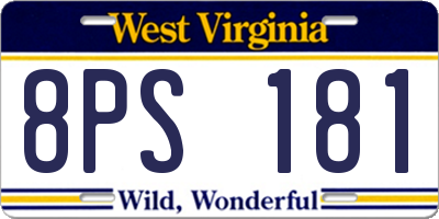 WV license plate 8PS181