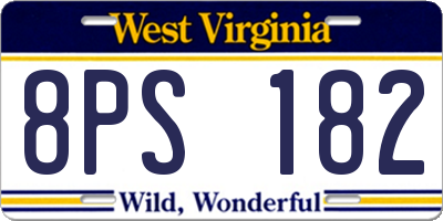WV license plate 8PS182