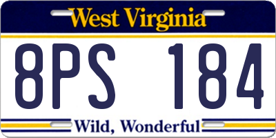 WV license plate 8PS184