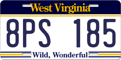 WV license plate 8PS185
