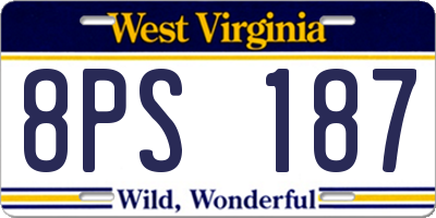 WV license plate 8PS187