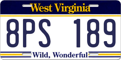 WV license plate 8PS189