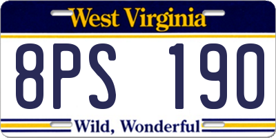 WV license plate 8PS190