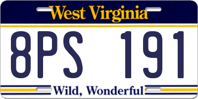 WV license plate 8PS191