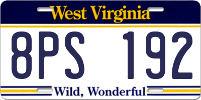 WV license plate 8PS192