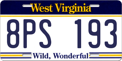 WV license plate 8PS193