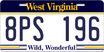 WV license plate 8PS196