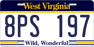 WV license plate 8PS197