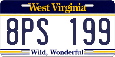 WV license plate 8PS199