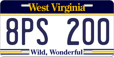 WV license plate 8PS200