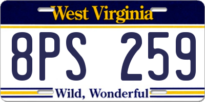 WV license plate 8PS259