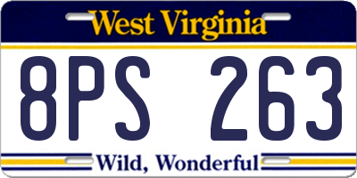 WV license plate 8PS263
