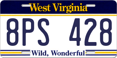 WV license plate 8PS428