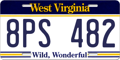 WV license plate 8PS482