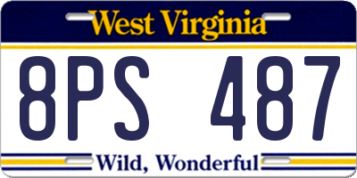 WV license plate 8PS487