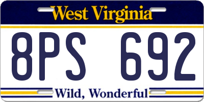 WV license plate 8PS692