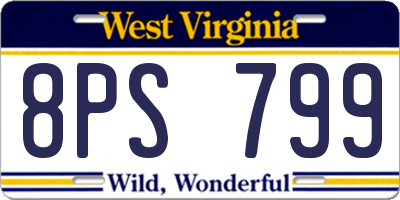WV license plate 8PS799