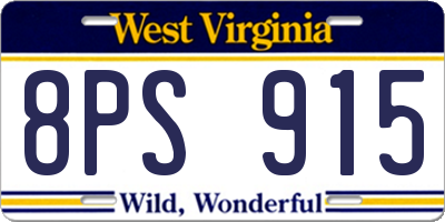 WV license plate 8PS915