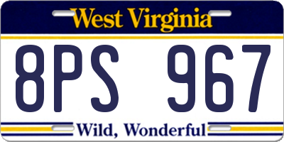 WV license plate 8PS967