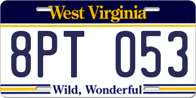 WV license plate 8PT053