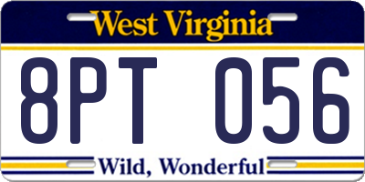 WV license plate 8PT056