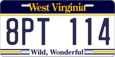 WV license plate 8PT114