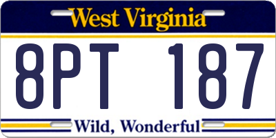 WV license plate 8PT187