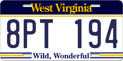 WV license plate 8PT194