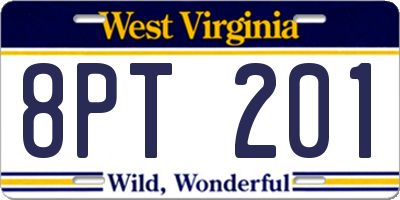 WV license plate 8PT201