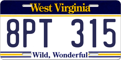 WV license plate 8PT315
