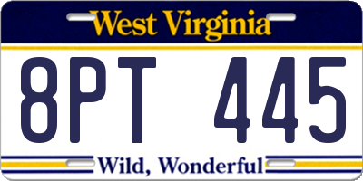 WV license plate 8PT445
