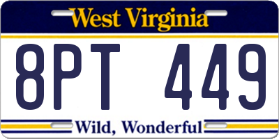 WV license plate 8PT449