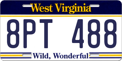 WV license plate 8PT488