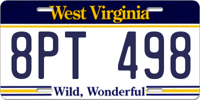 WV license plate 8PT498