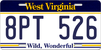WV license plate 8PT526