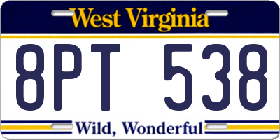 WV license plate 8PT538