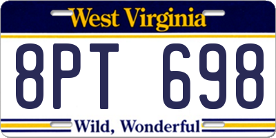 WV license plate 8PT698