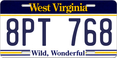WV license plate 8PT768