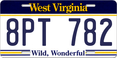 WV license plate 8PT782