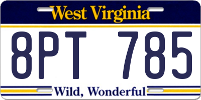 WV license plate 8PT785