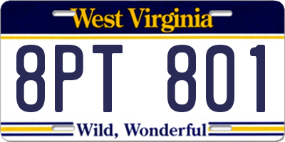 WV license plate 8PT801