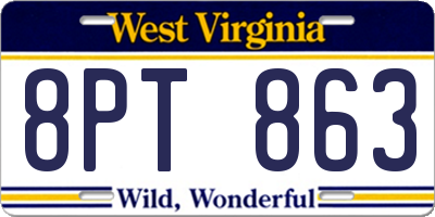 WV license plate 8PT863