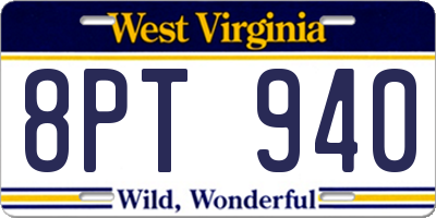 WV license plate 8PT940