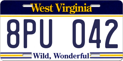 WV license plate 8PU042