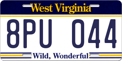 WV license plate 8PU044