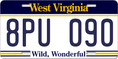 WV license plate 8PU090