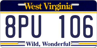 WV license plate 8PU106